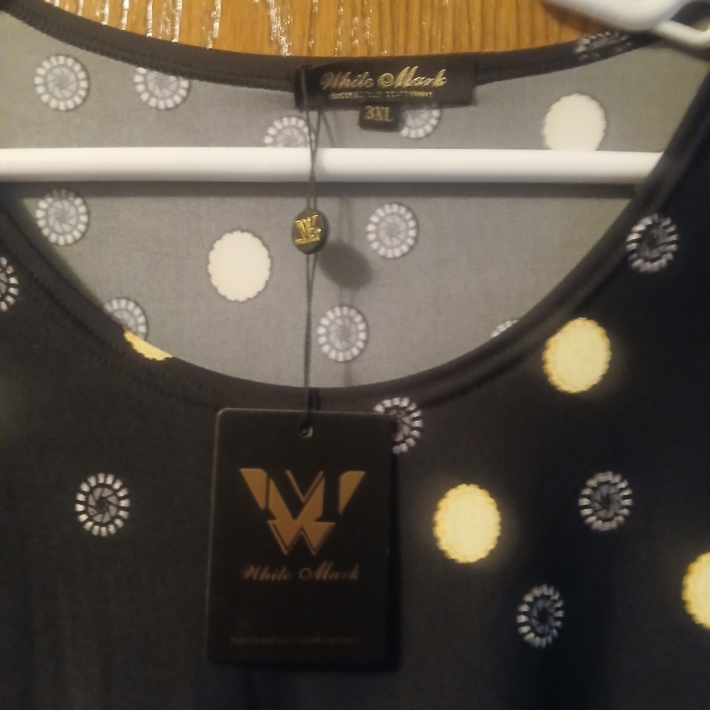White Mark Black & Cream Patterned Scoop Neck Women's Top - Picture 2 of 3